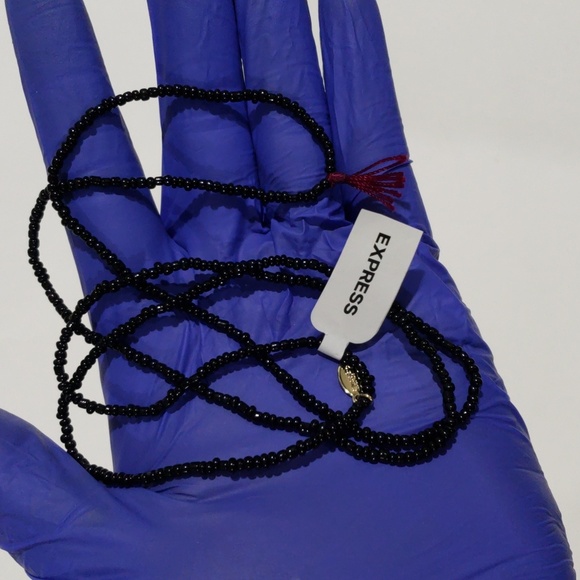 ✨ Express Black Beaded Burgundy 32" Tassel Necklace - Chic & Playful Accessory ✨ - Picture 7 of 8